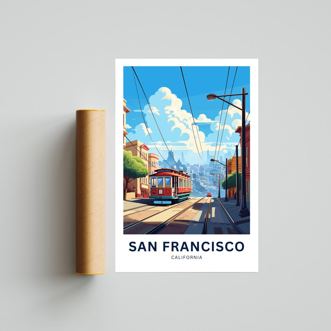 San Francisco California Cable Car Street Personalized Poster - Image 4