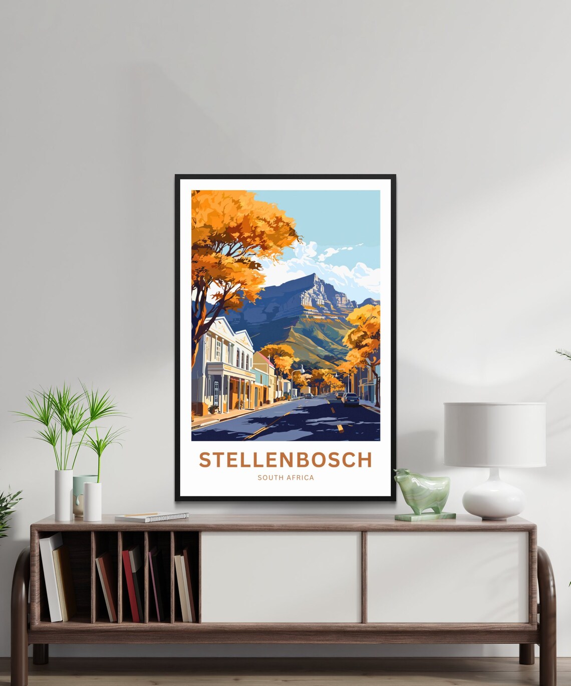 Stellenbosch South Africa Golden Oak Lined Street Scenic Poster - Image 2