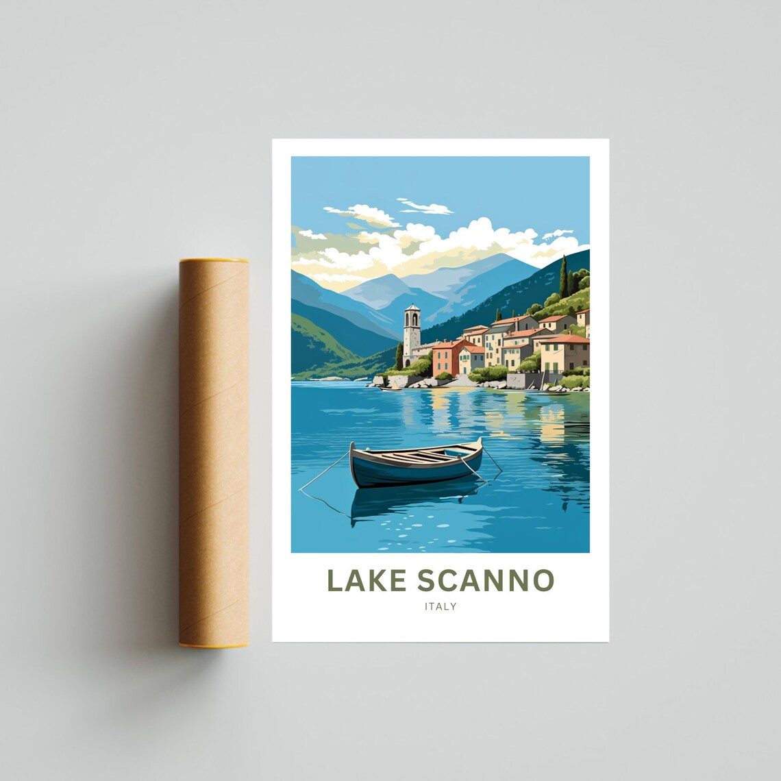 Lake Scanno Lakeside Village Turquoise Lake Italy Travel Poster - Image 4