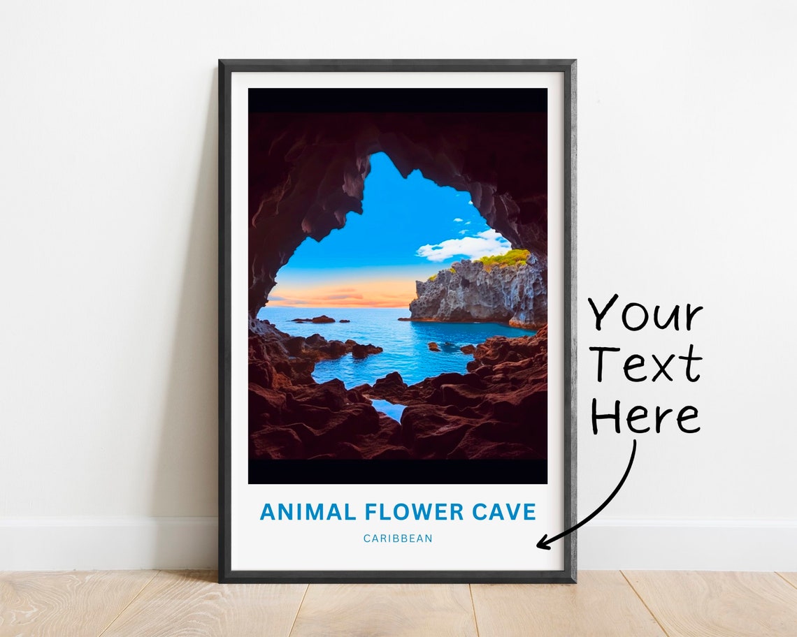 Personalized Animal Flower Cave Travel Print Animal Flower Cave Poster Caribbean Wall Art Framed Present Gift Caribbean Present