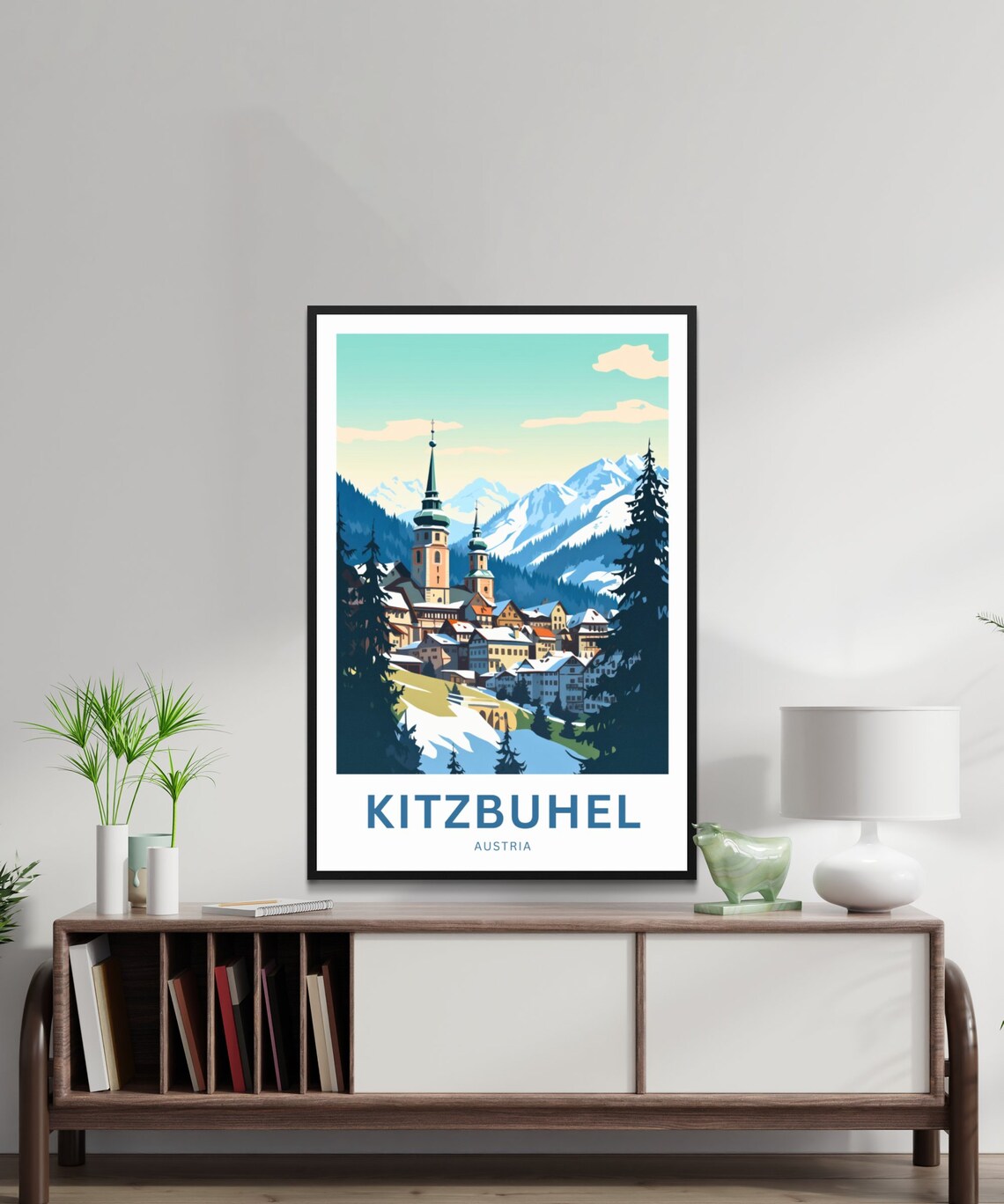 Kitzbuhel Snowy Alpine Town Church Spires Winter Austria Travel Poster - Image 2