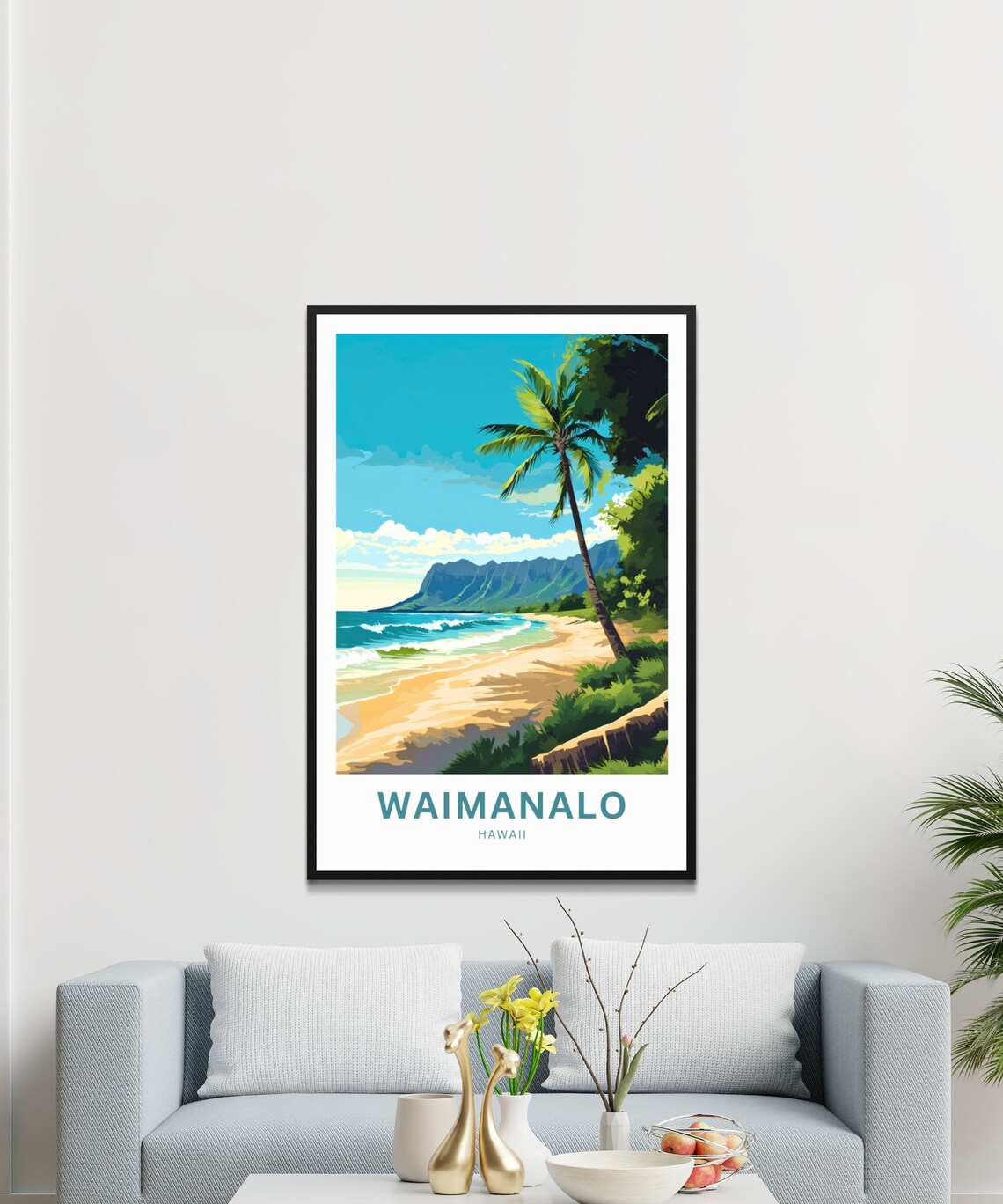 Waimanalo Beach Travel Poster, Hawaii Wall Art - Image 2