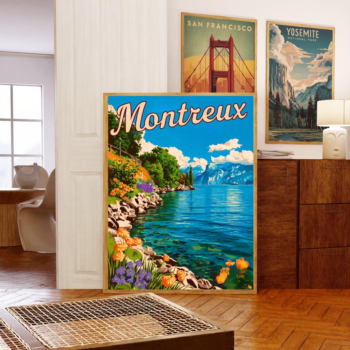 Montreux Lakeside Floral Shoreline Switzerland Travel Poster - Image 5