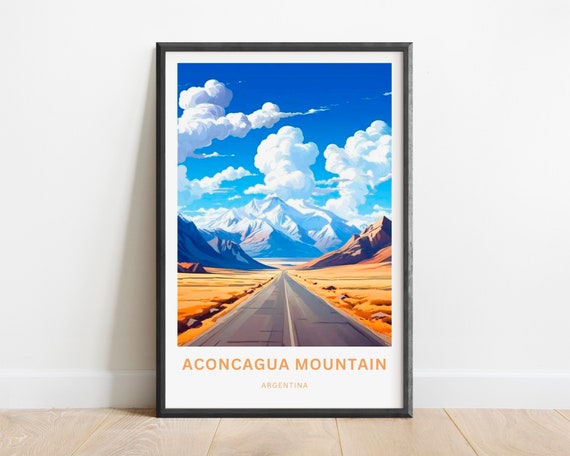 Aconcagua Travel Print Poster Argentina Wall Art Framed Present Gift
