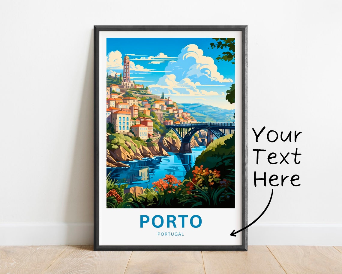 Personalized Porto Portugal Riverside Bridge Hillside Gift Poster