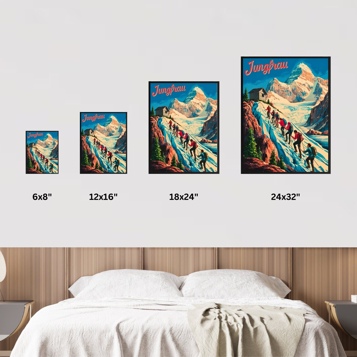 Jungfrau Switzerland Vintage Glacier Climbers Retro Travel Poster - Image 4