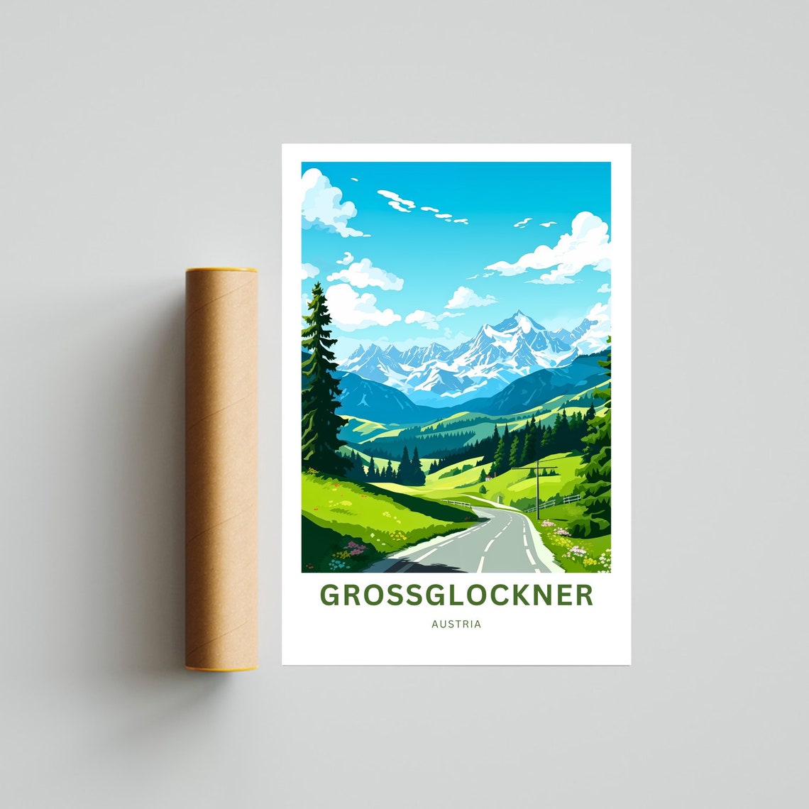 Grossglockner Austria Personalized Pine Forest Road View Poster - Image 4