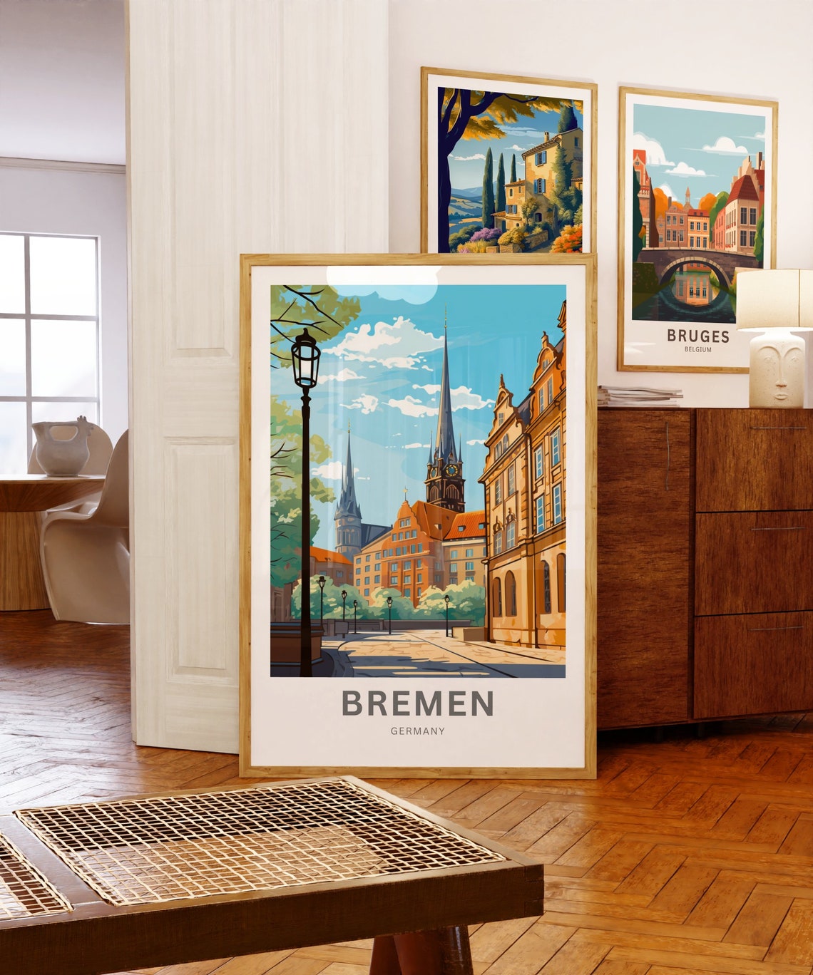 Bremen Germany Old Town Square Historic Church Spires Travel Poster - Image 5