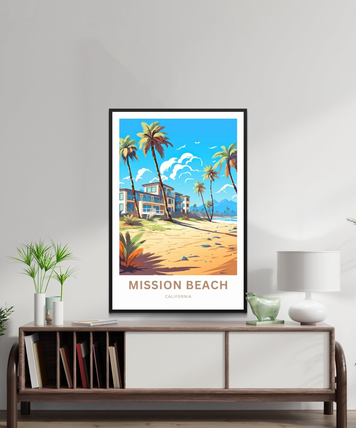 Mission Beach California Beachfront Condos Palms Travel Poster - Image 2