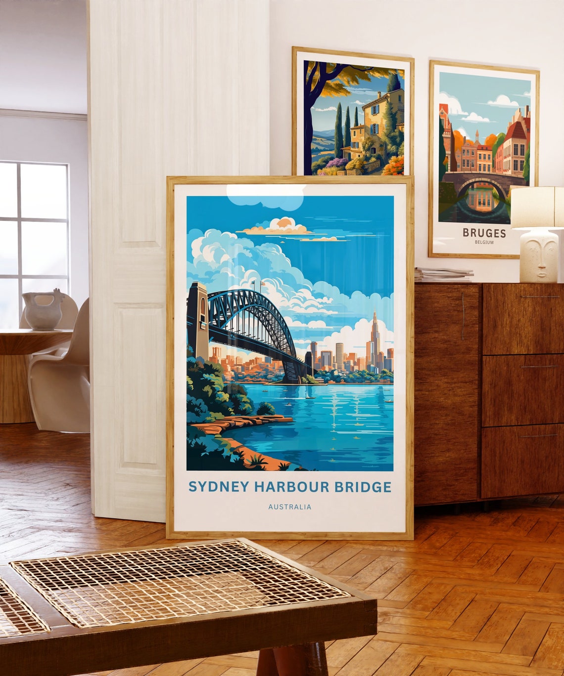 Sydney Harbour Bridge Australia Waterfront Skyline Retro Travel Poster - Image 5