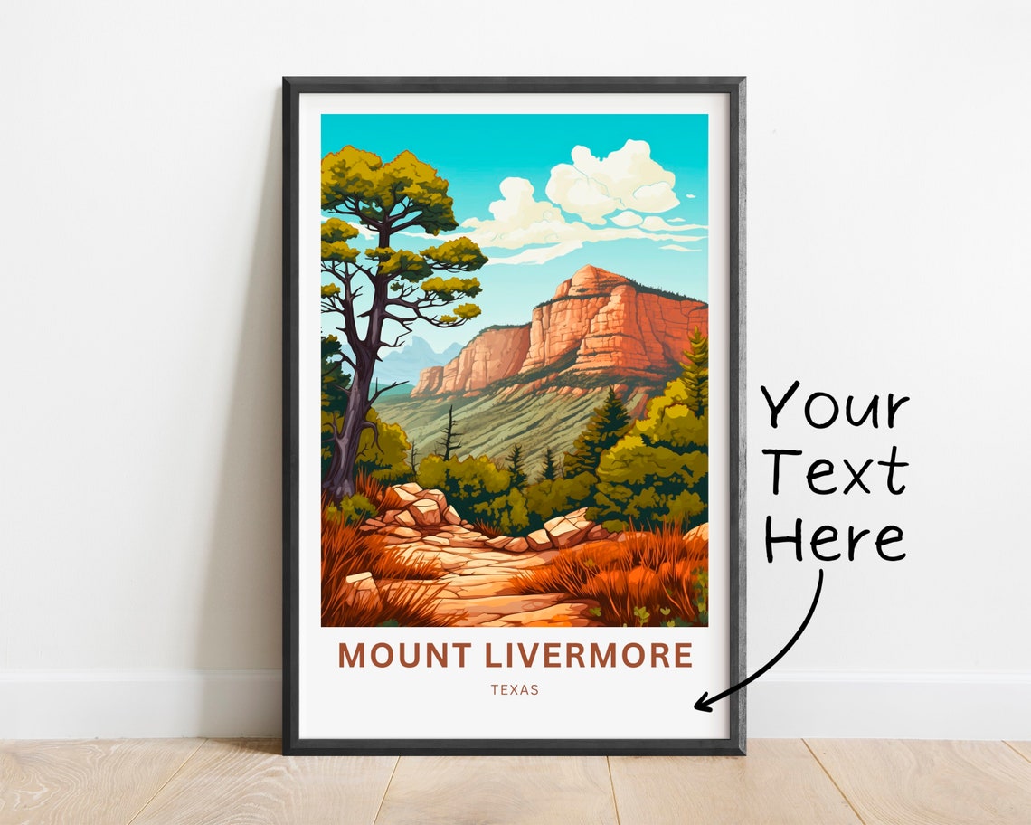 Mount Livermore Texas Red Rock Cliff Personalized Travel Poster