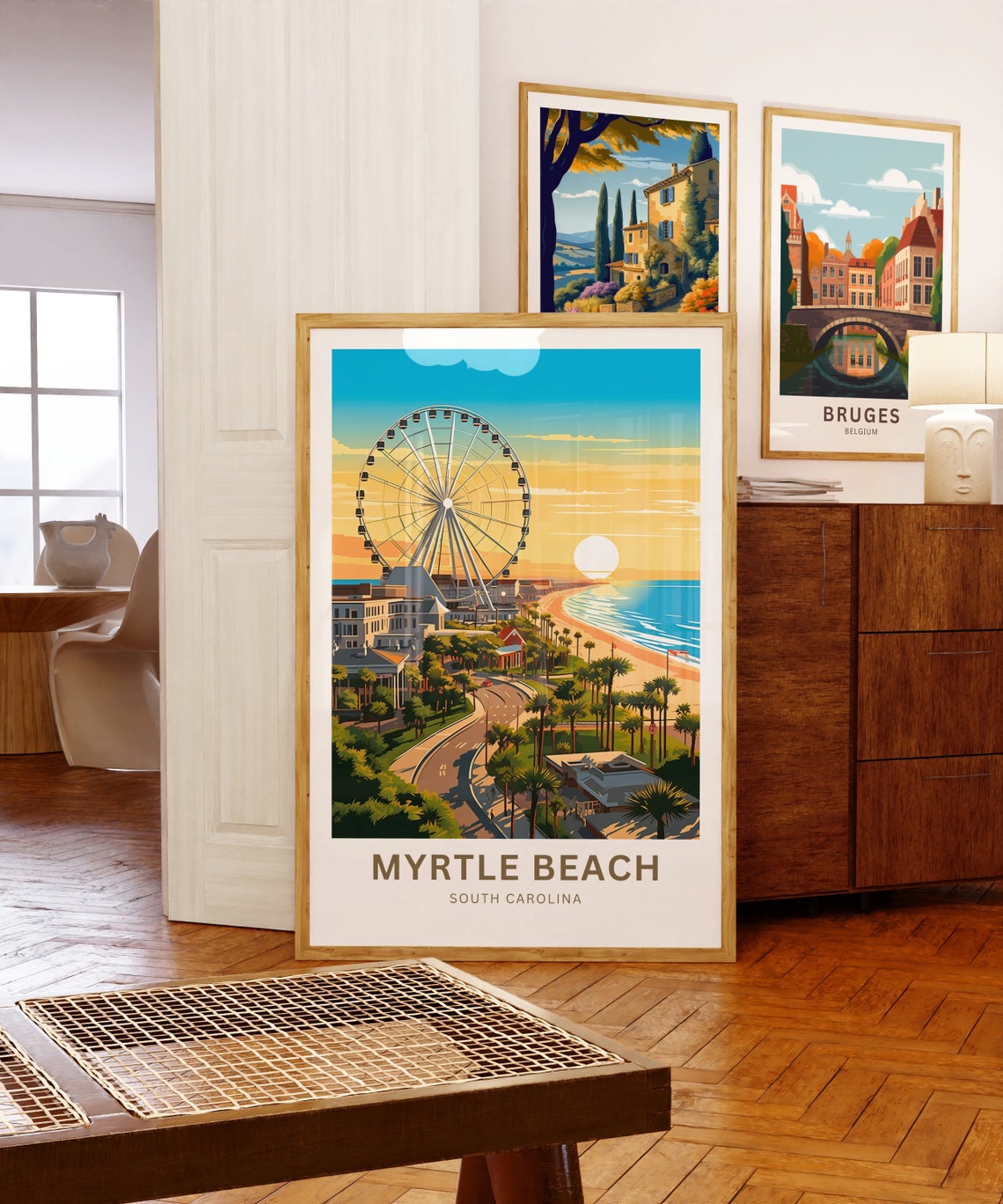 Myrtle Beach South Carolina SkyWheel Sunset Boardwalk Travel Poster - Image 5