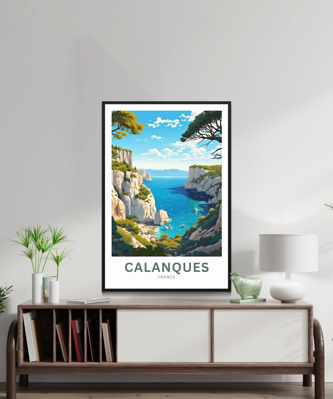 Personalized Calanques France Limestone Cliffs Cove Travel Poster - Image 3