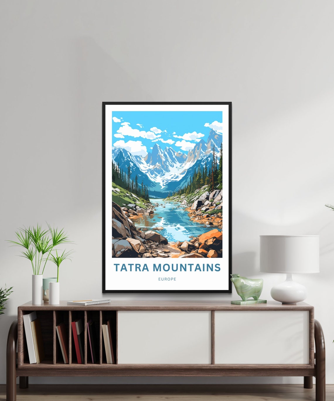 Tatra Mountains Europe Custom Text Alpine Stream Valley Travel Poster - Image 2