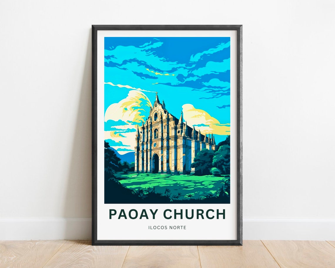 Paoay Church Ilocos Norte Baroque Facade Sunset Travel Poster