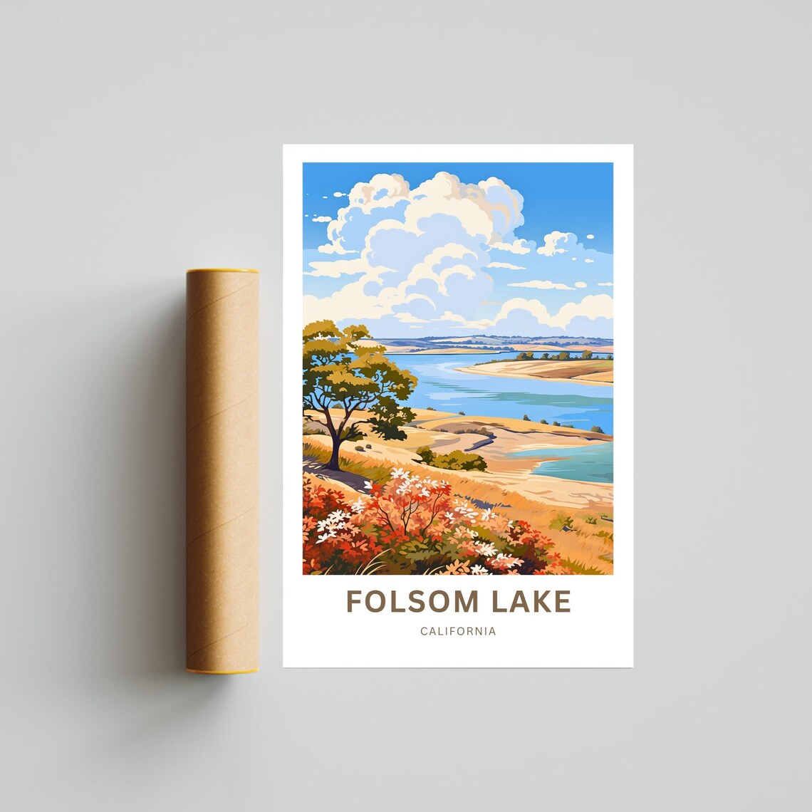 Folsom Lake California Sandy Shoreline and Wildflowers Poster - Image 4