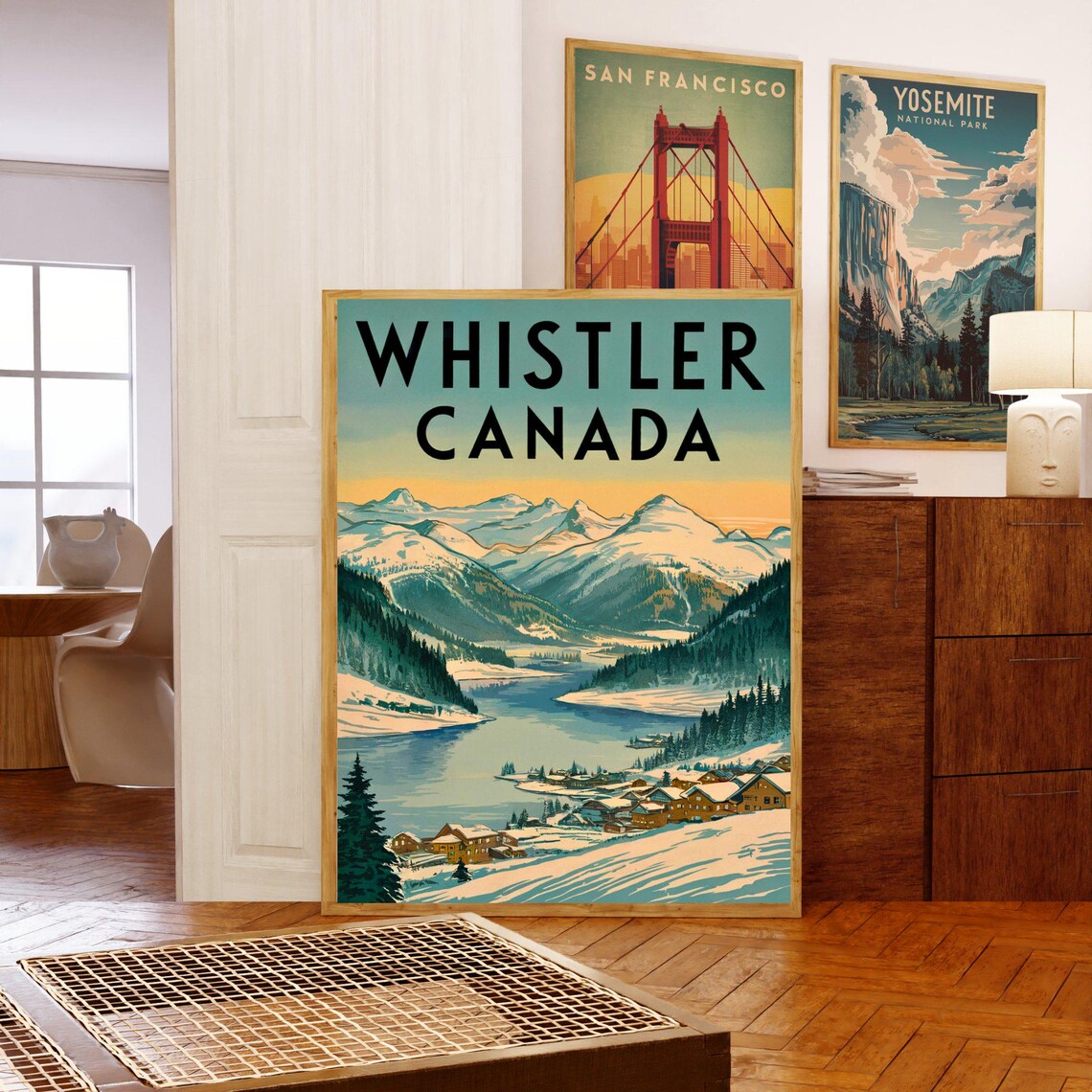 Whistler Canada Snowy Alpine Village Lake Vintage Travel Poster - Image 5