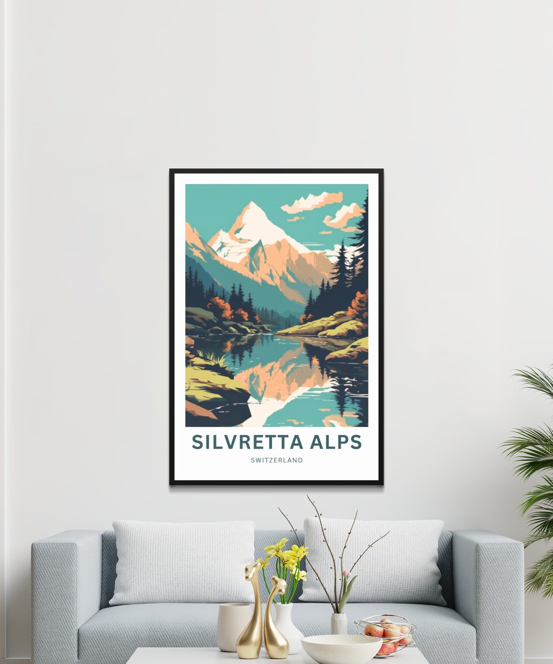 Silvretta Alps Switzerland Mountain Lake Reflection Art Poster - Image 3