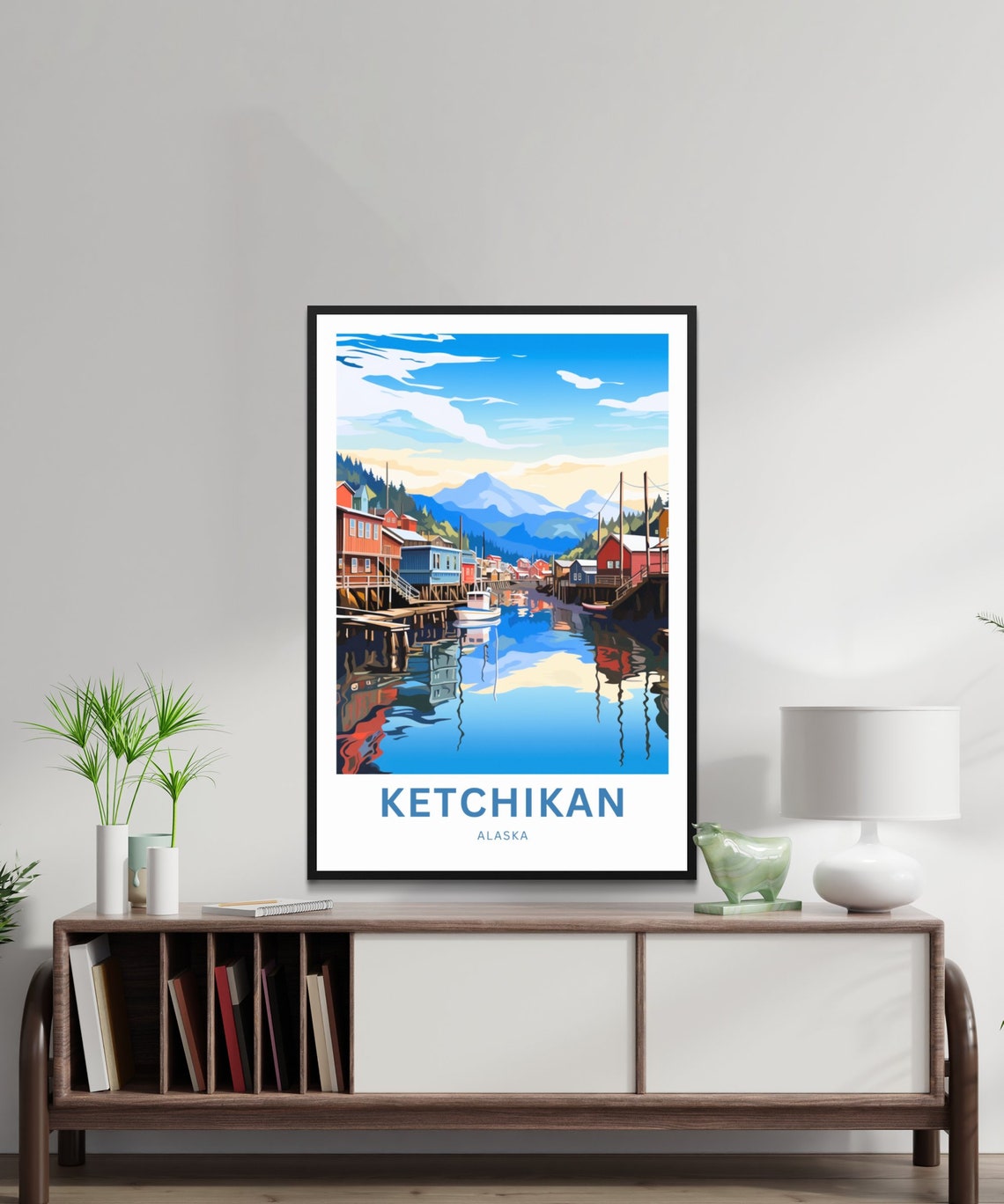 Personalized Ketchikan Alaska Waterfront Town Harbor Travel Poster - Image 2