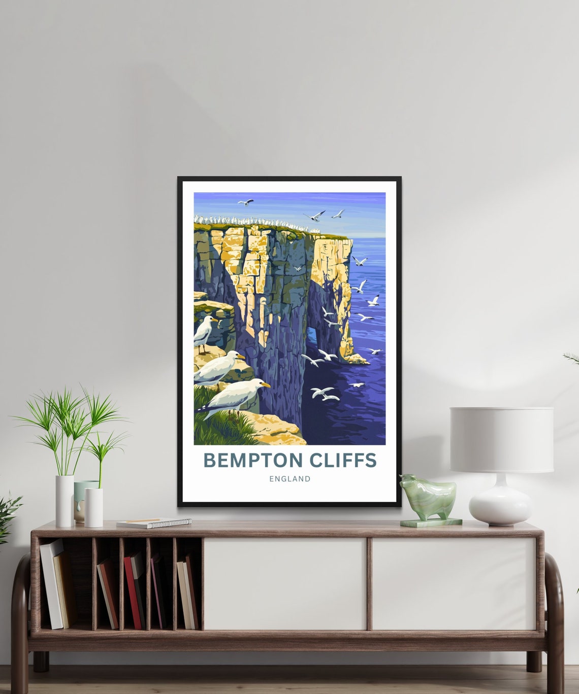 Bempton Cliffs England Chalk Cliffs Seabird Coast Travel Poster - Image 3