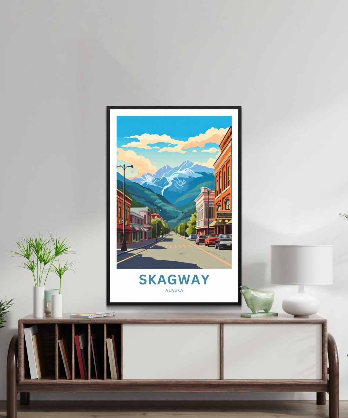 Skagway Alaska Historic Downtown Snow Peaks Road View Poster - Image 3