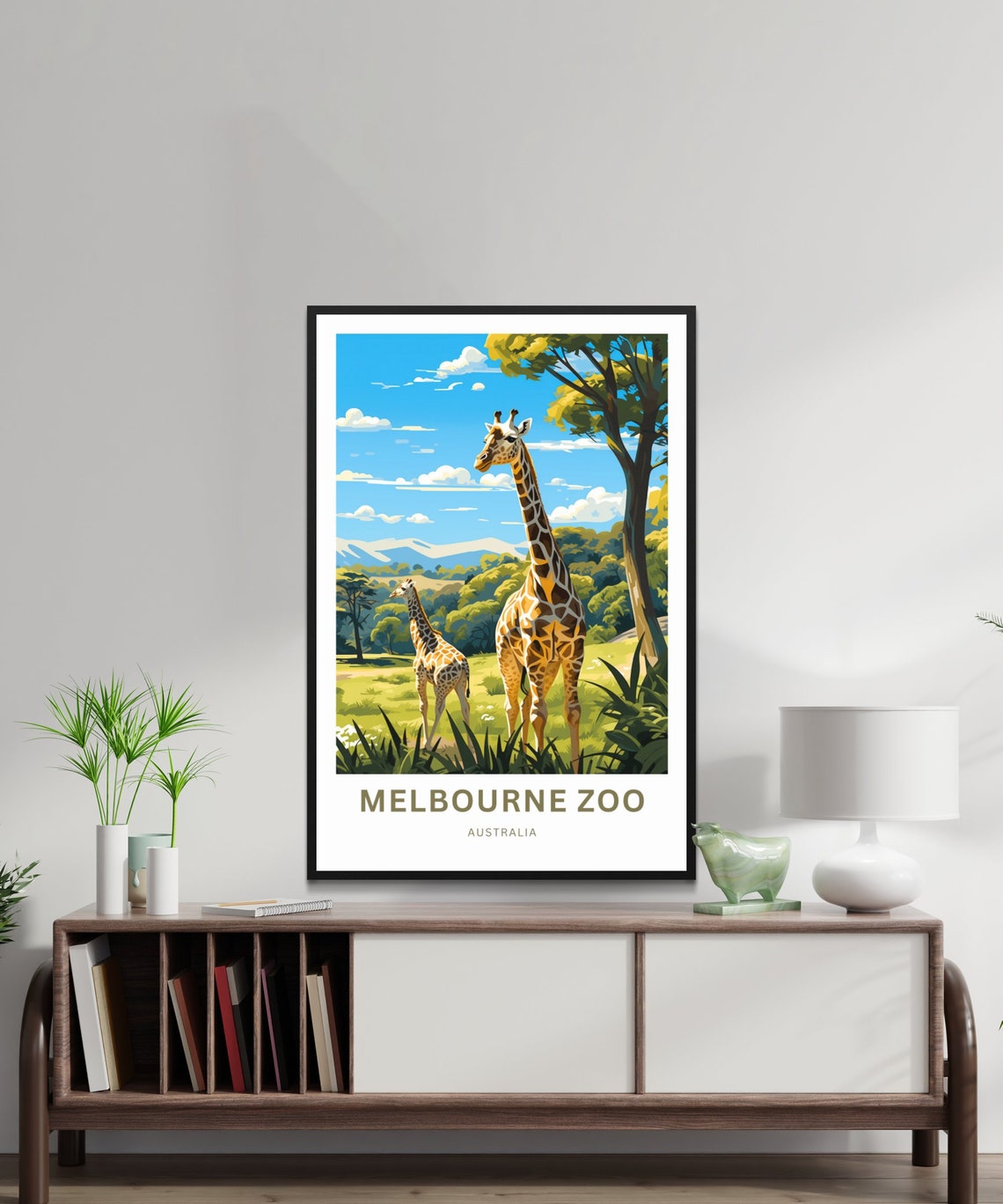 Personalized Melbourne Zoo Australia Savanna Giraffe Travel Poster - Image 2