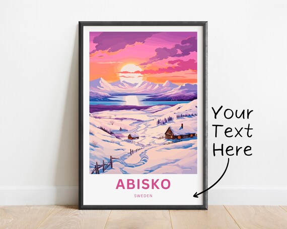 Abisko Sweden Winter Sunset Snowy Cabin Mountain Valley Poster