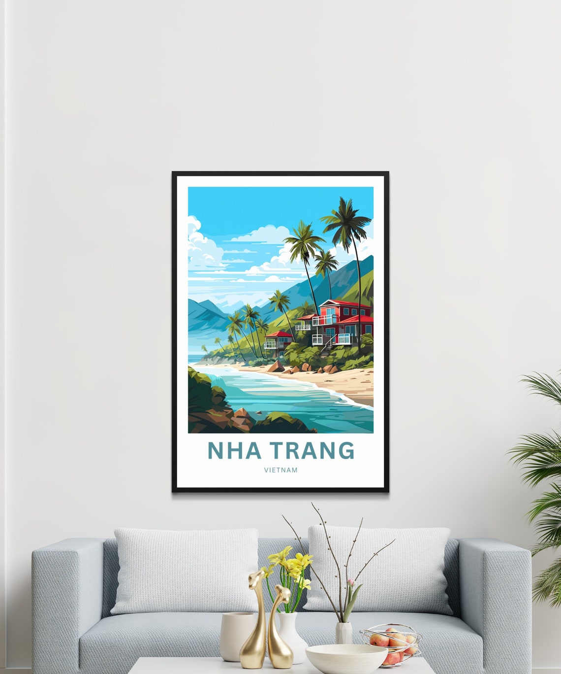 Nha Trang Vietnam Turquoise Bay Palm Villas Personalized Poster - Image 3