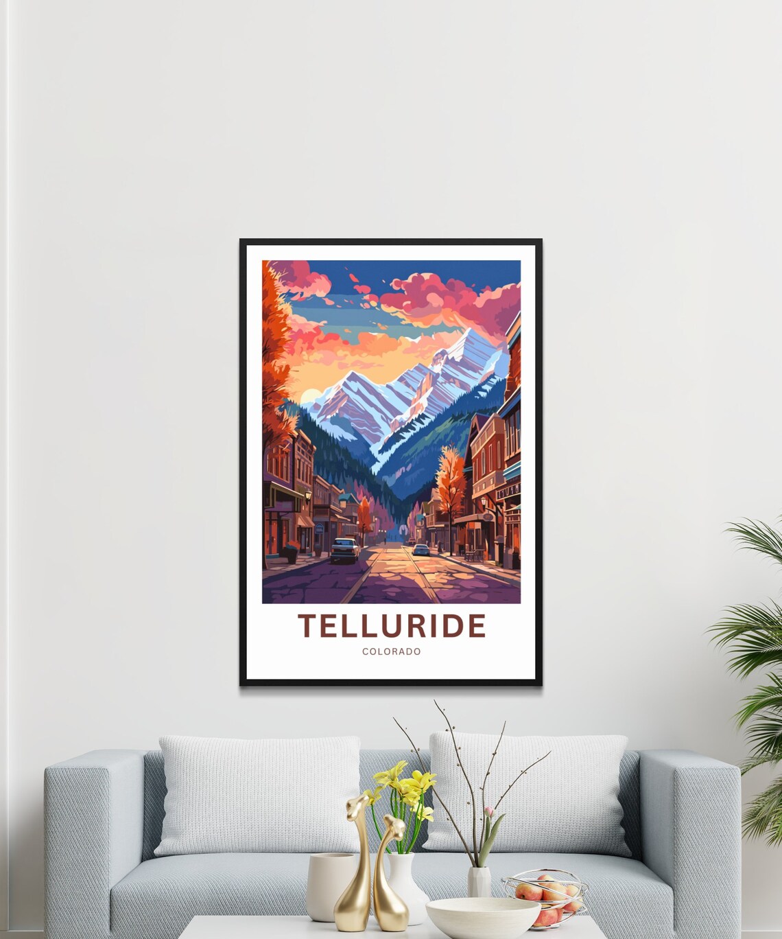 Telluride Colorado Fall Snowy Mountain Main Street Travel Poster - Image 3