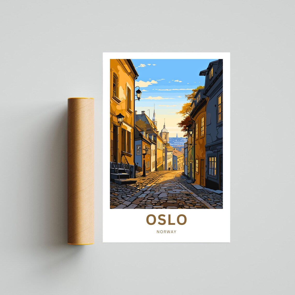 Personalized Oslo Norway Historic Street Custom Text Vintage Poster - Image 4