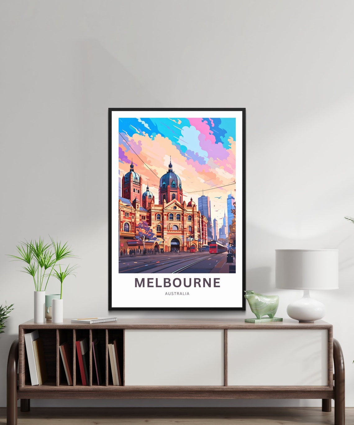 Melbourne Australia Flinders Street Customizable City Travel Poster - Image 2