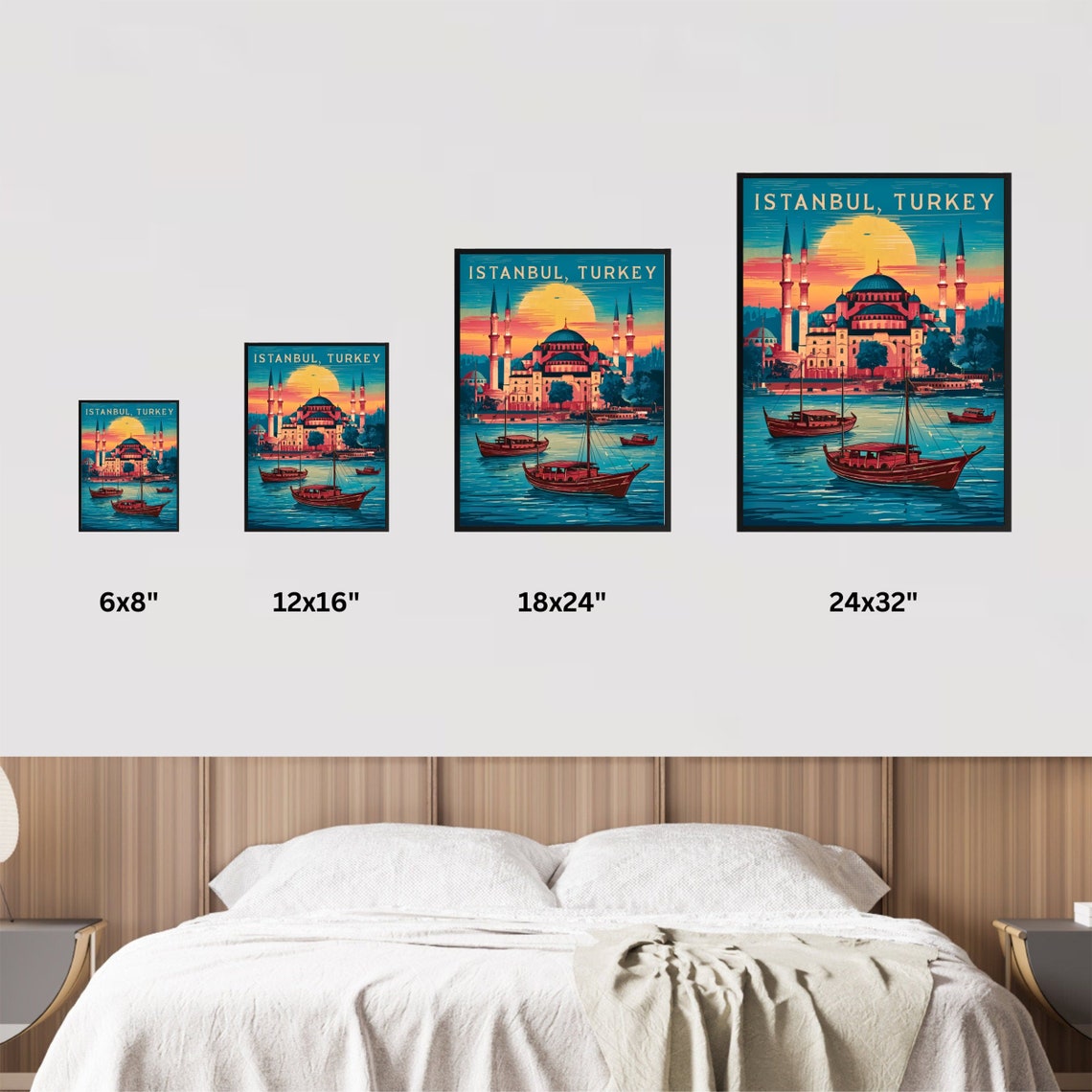 Istanbul Turkey Vintage Sunset Mosque Retro Style Travel Poster - Image 4