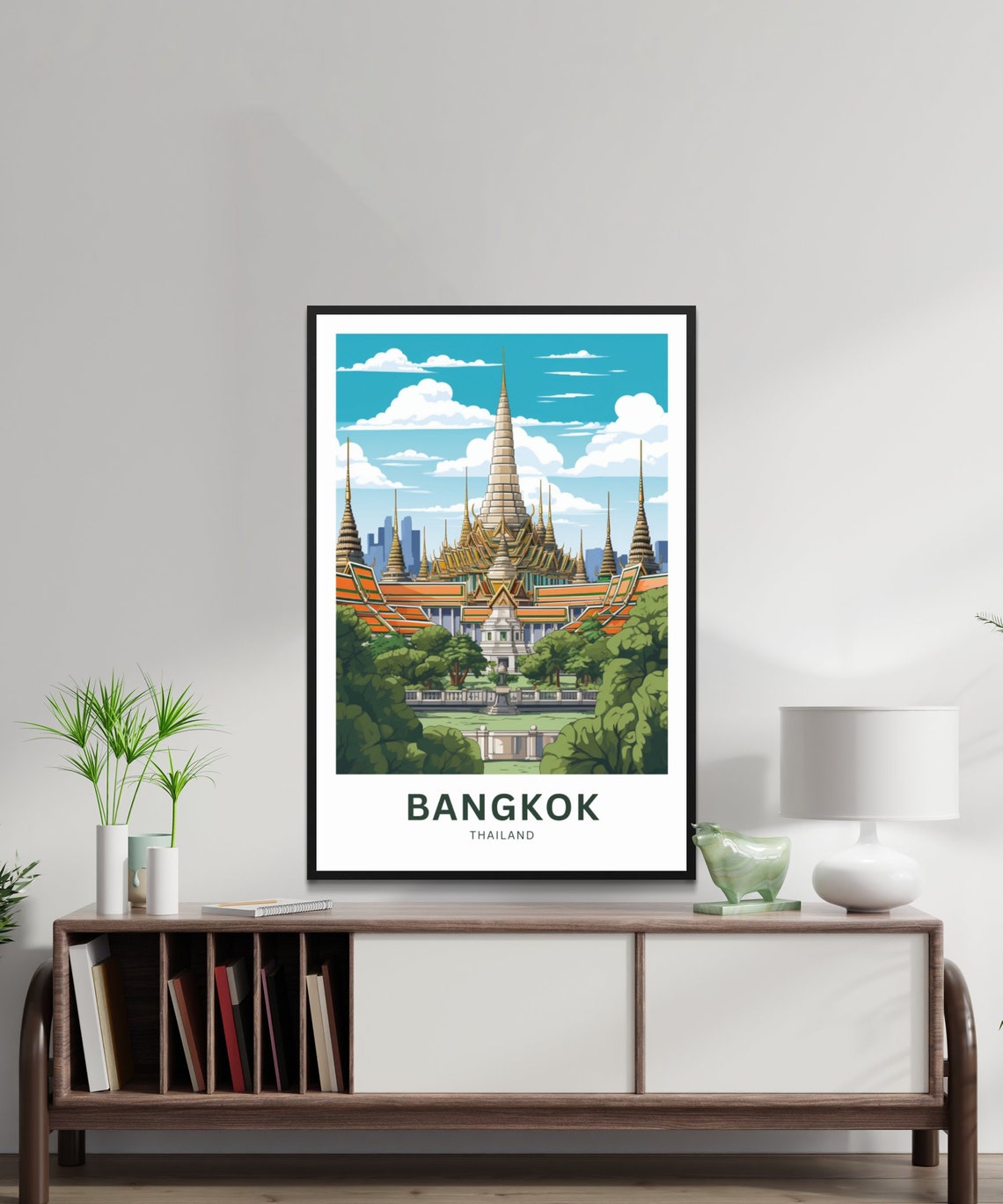 Personalized Bangkok Temple Thailand Travel Poster Custom Text Gift - Image 2