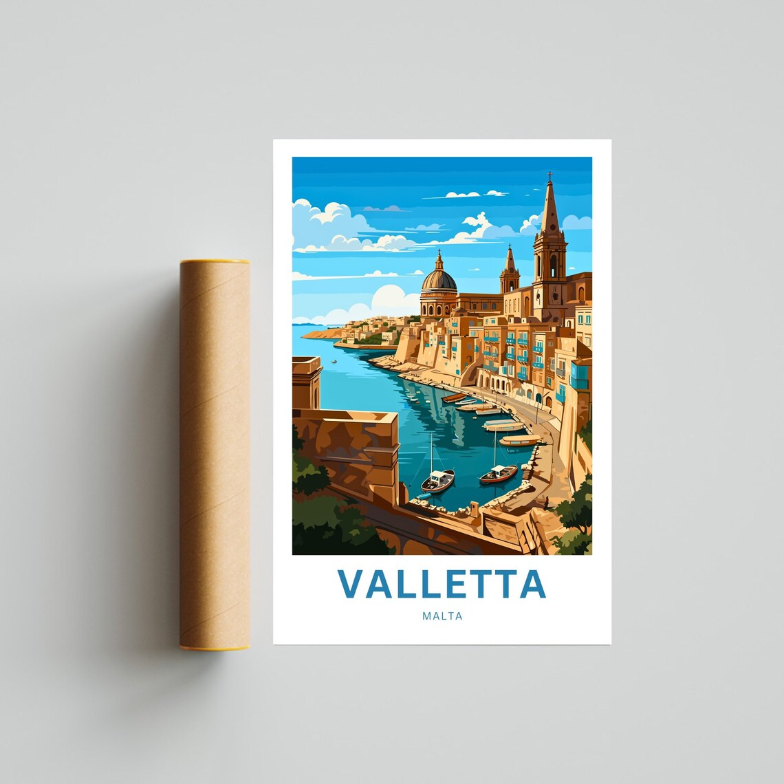 Valletta Malta Harbor Walls Bastions City View Travel Poster - Image 4