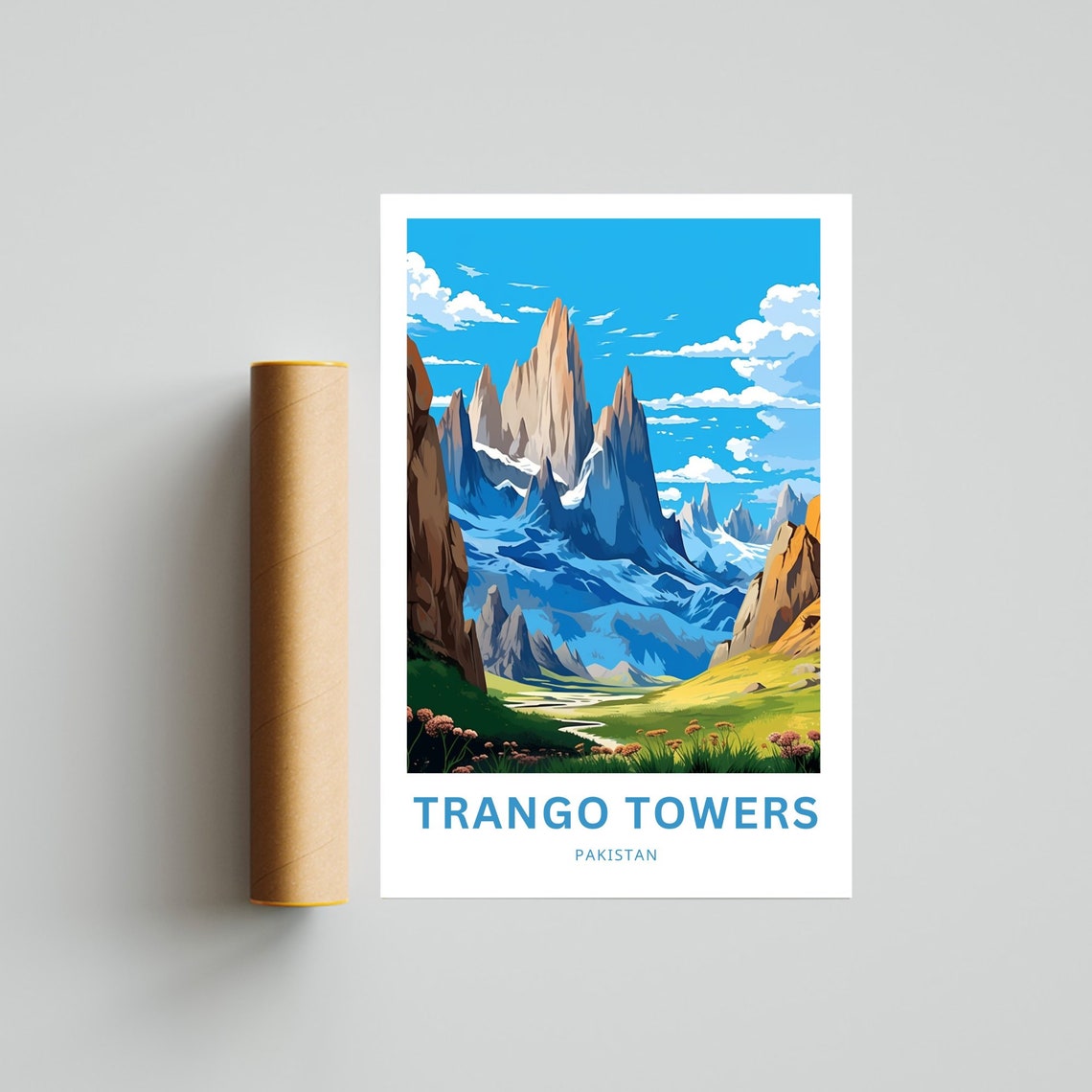 Personalized Trango Towers Pakistan Meadow Peaks Custom Travel Poster - Image 2