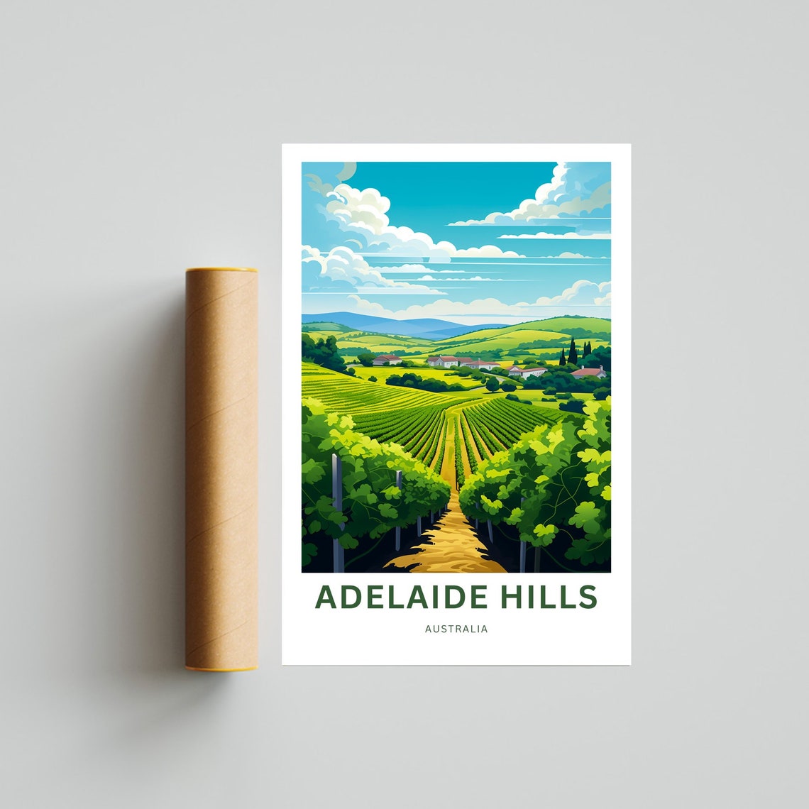 Adelaide Hills Australia Personalized Vineyard Valley Rows Poster - Image 4