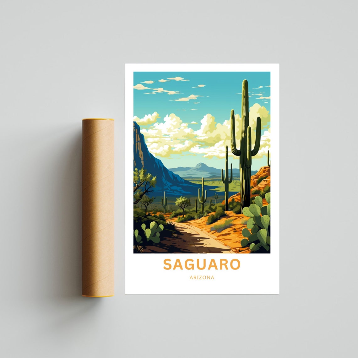 Personalized Saguaro Arizona Desert Canyon Cactus Custom Poster - Image 4