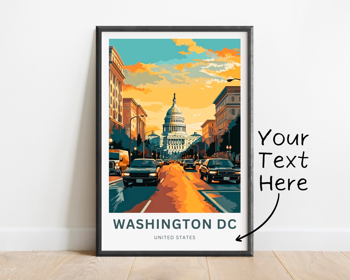 Personalized Washington DC Capitol Avenue Sunset Glow Travel Poster
