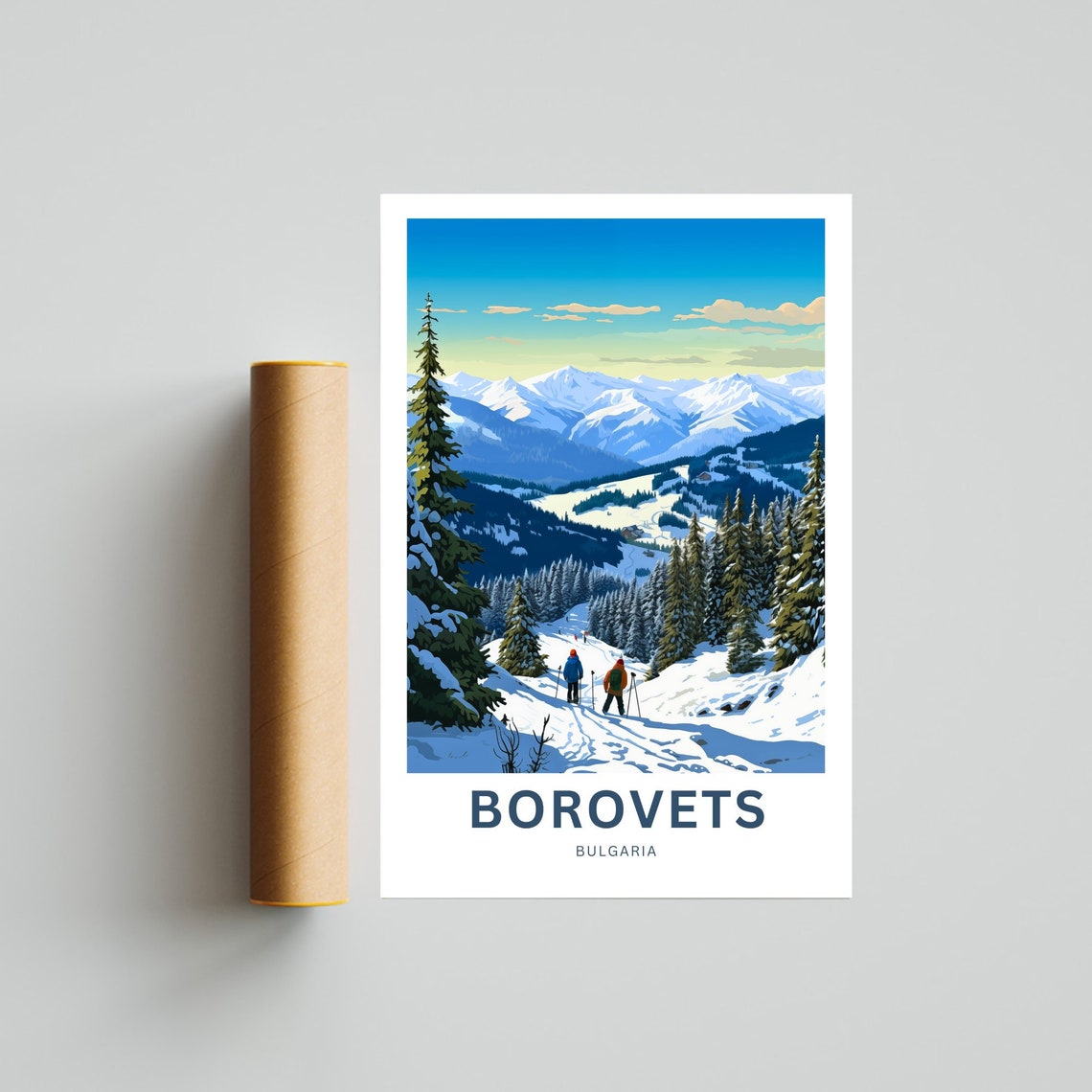 Borovets Bulgaria Skiers Pines Fresh Personalized Travel Poster - Image 4