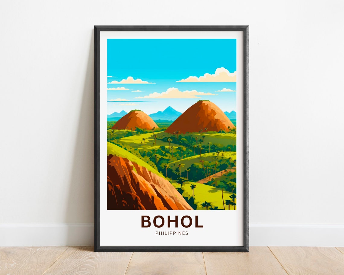 Bohol Philippines Chocolate Hills Valley Palm View Art Poster