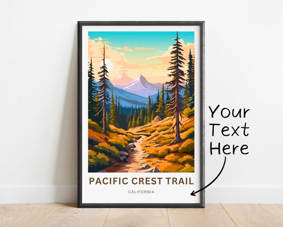 Personalized Pacific Crest Trail California Travel Poster with Mountain Path