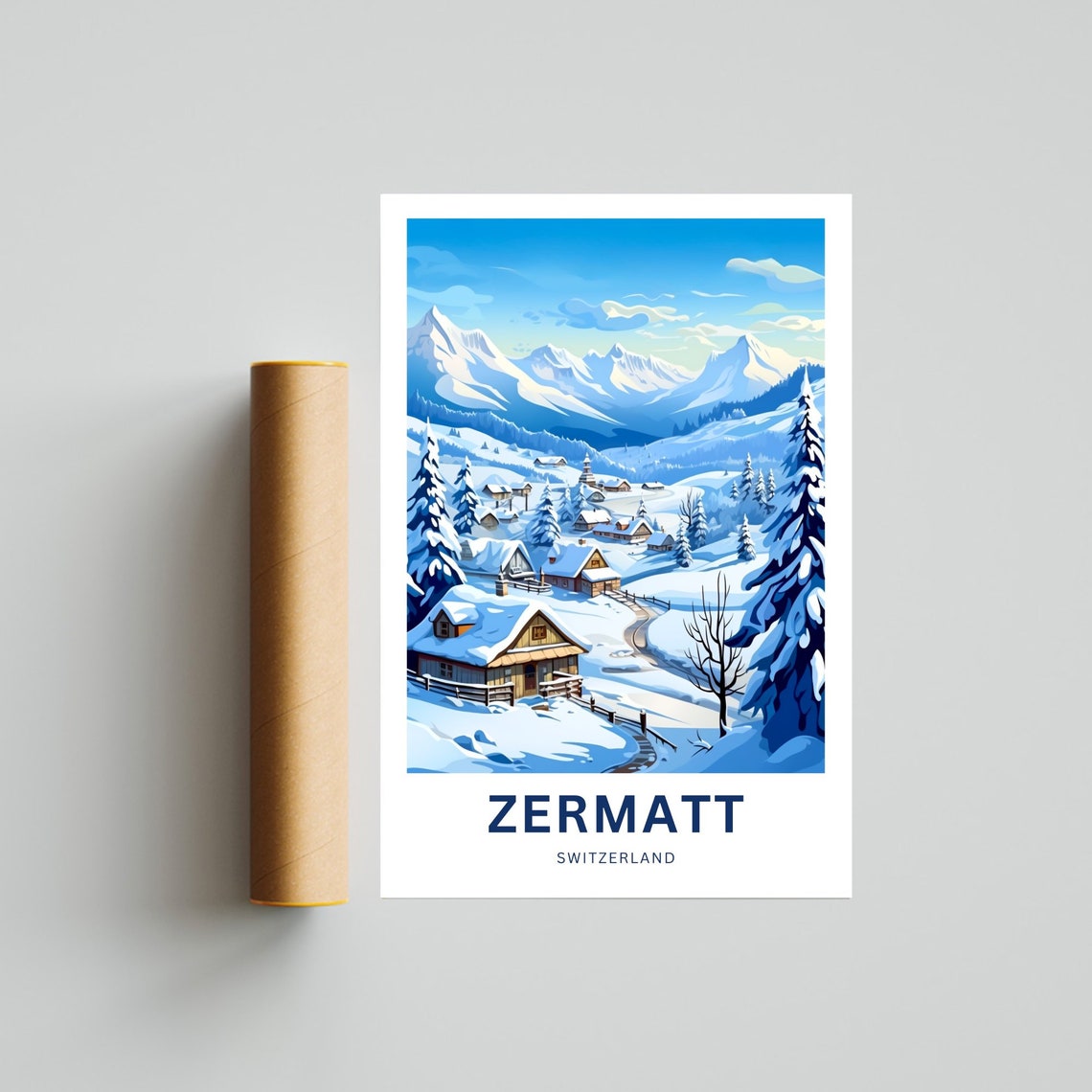 Personalized Zermatt Switzerland Snowy Village Alpine Valley Poster - Image 4