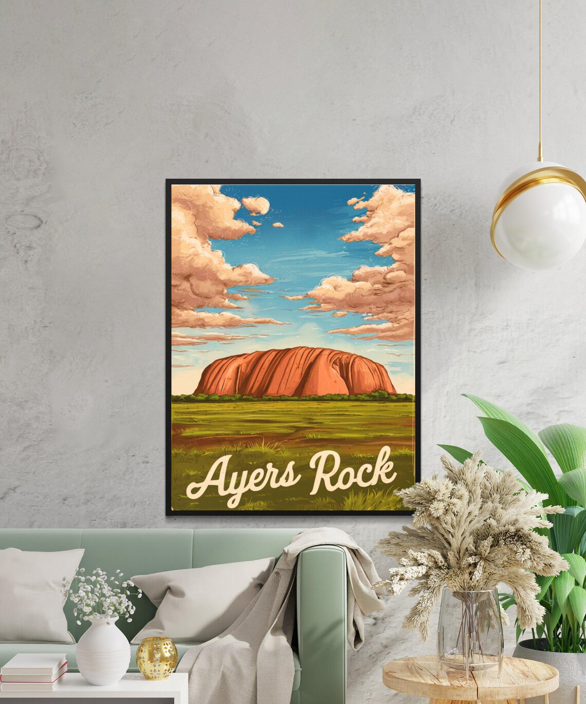Ayers Rock Australia Uluru Desert Vintage Style Travel Poster - Image 2