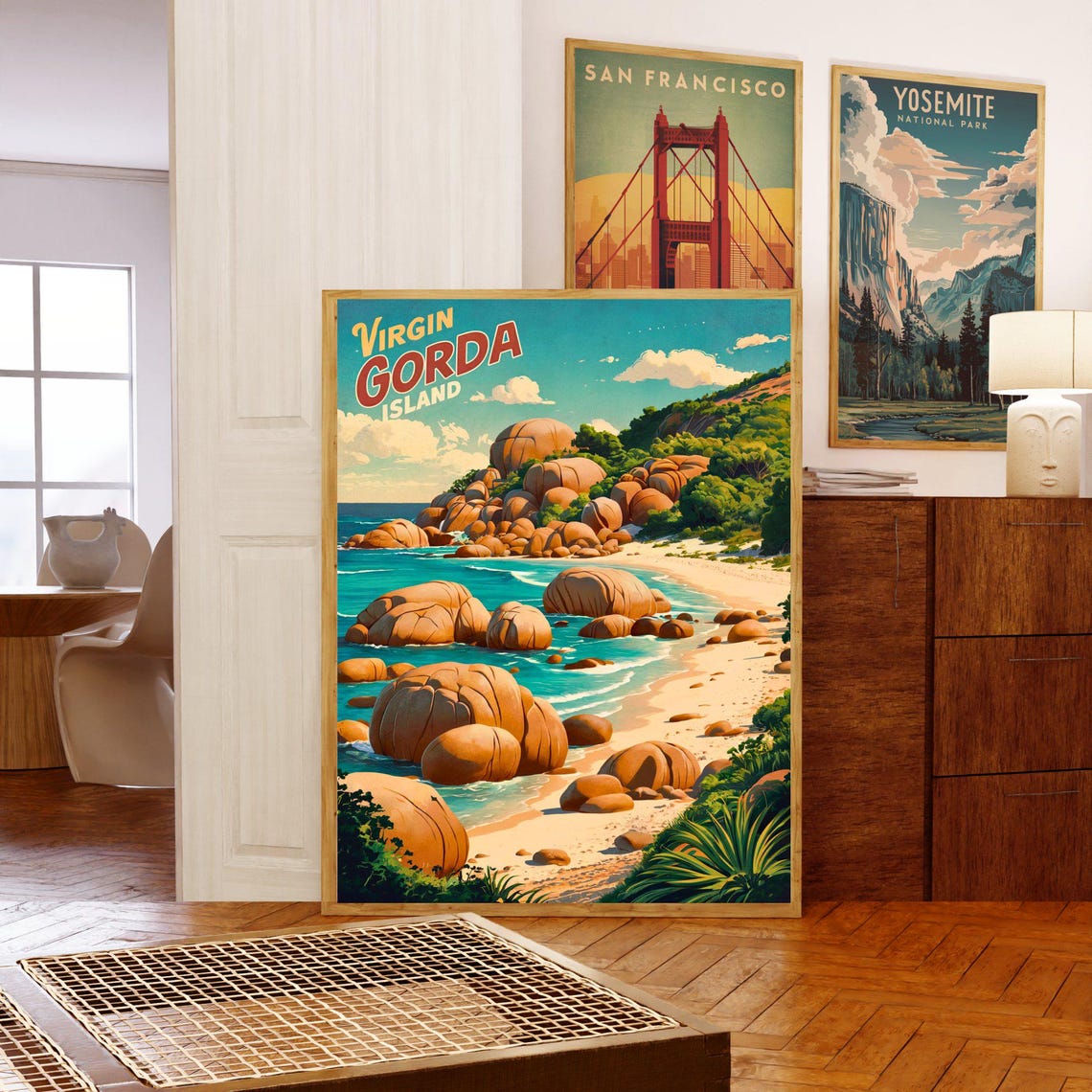 Virgin Gorda Island Vintage Granite Boulders Beach Travel Poster - Image 5
