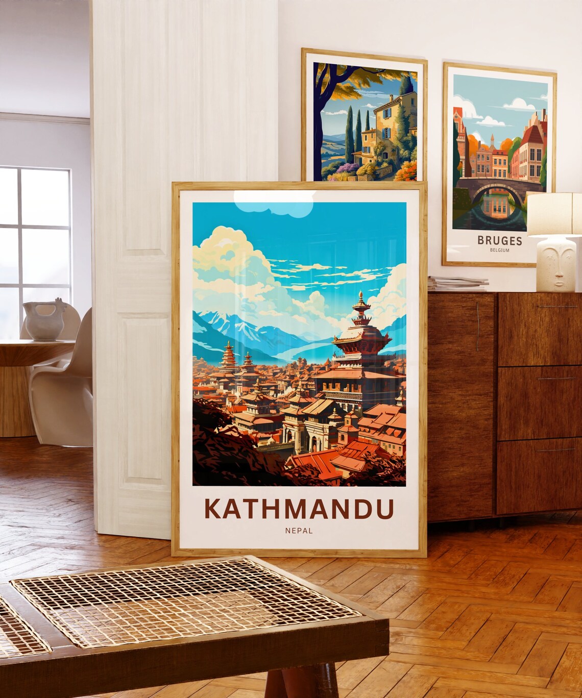 Kathmandu Nepal Pagoda Rooftops Himalaya Personalized Travel Poster - Image 5