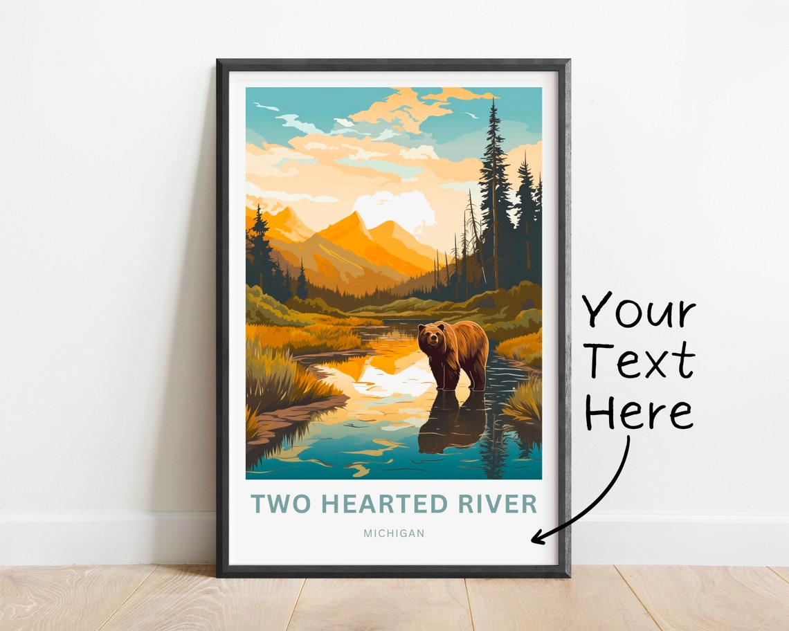 Two Hearted River Michigan Bear River Personalized Wildlife Poster