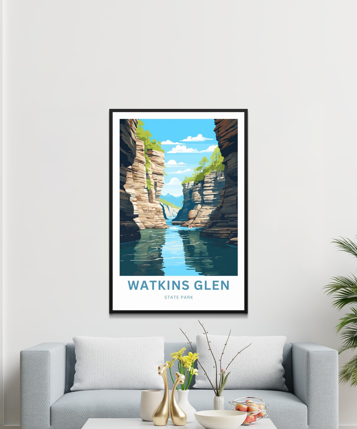 Watkins Glen State Park Canyon River Layered Rock Walls Travel Poster - Image 3
