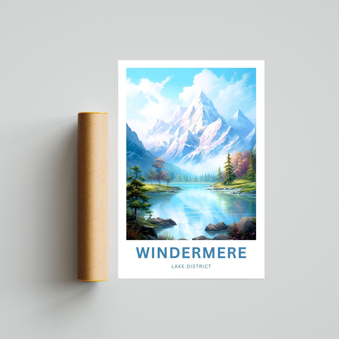 Windermere Lake District Snowy Peak Personalized Wall Poster - Image 4