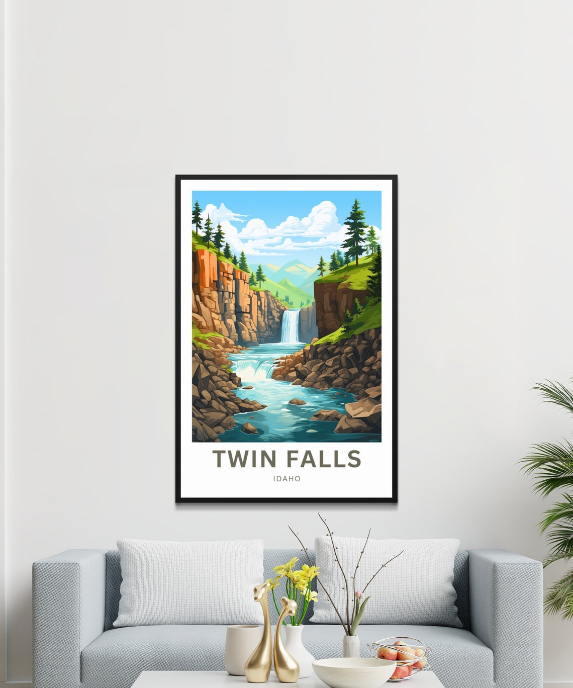 Twin Falls Idaho Wild Waterfall River Rapids Rocky Canyon Poster - Image 4