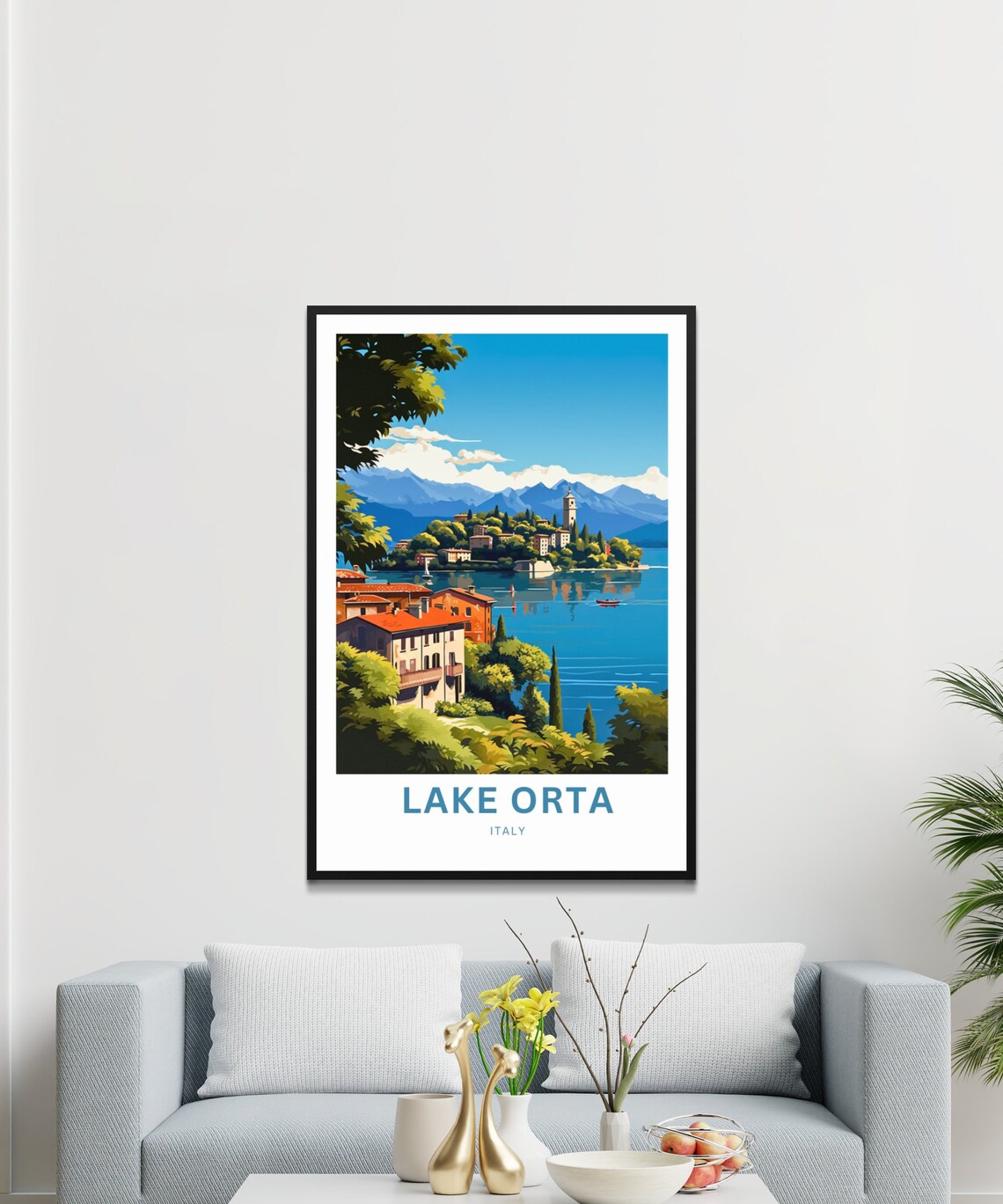 Lake Orta Italy Lakeside Village Island Church Alps Travel Poster Art - Image 2